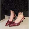 Fashion Elegant Modern Office Shoes Women Wedding Banquet Dress Sandals Slingback Pointed Toe Female High Heeled Sandals Talons Femme
