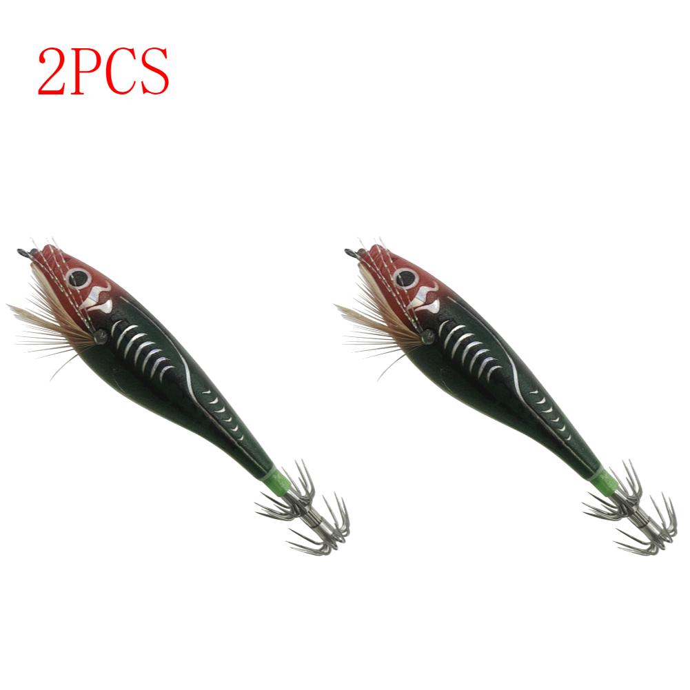 3 To 1 PCS Shrimp Fishing Bait Squid Fish Hook Wooden Octopus Fishing Bait Cuttlefish Artificial Fishing Bait Hard Bait Swinging Fishing Gear