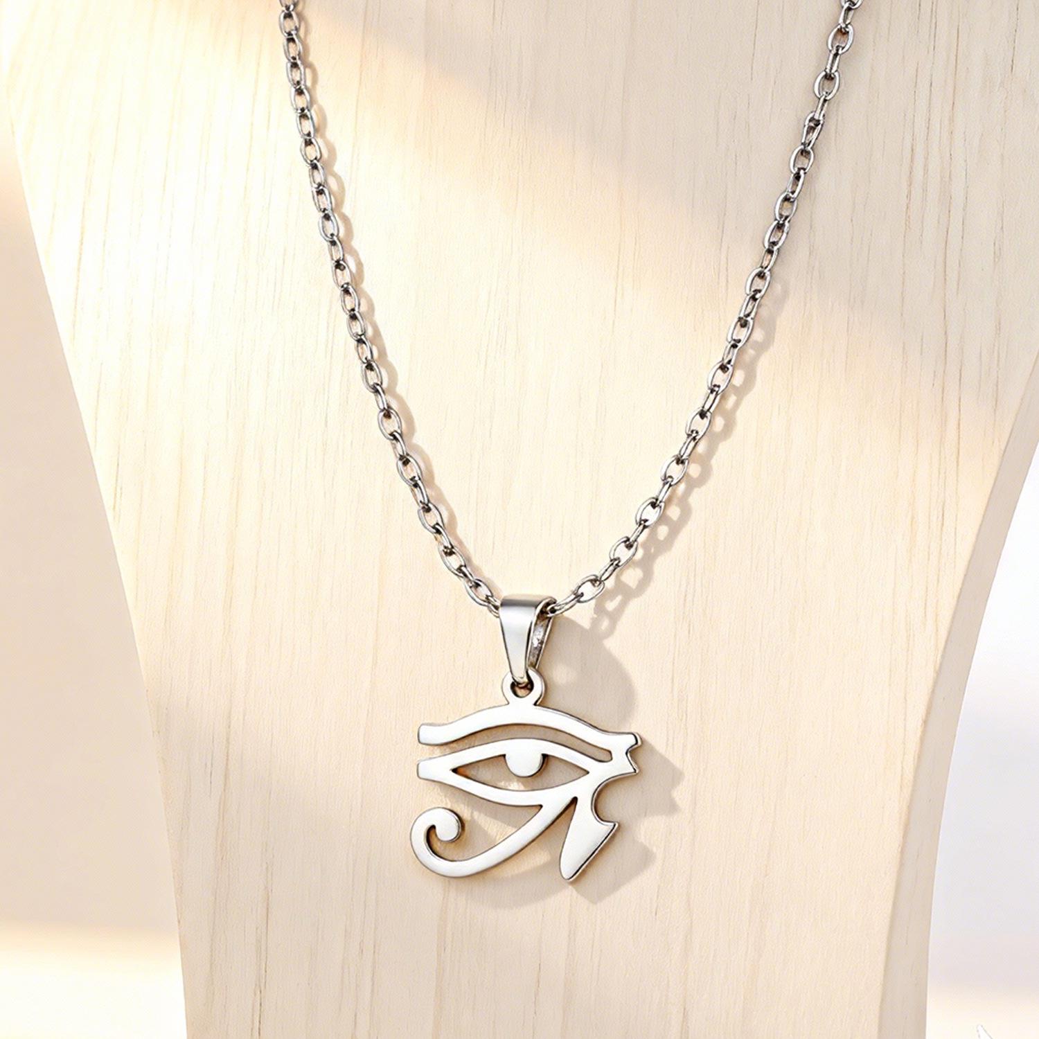 Stainless Steel Eye of Horus Pendant Necklace - Retro Titanium Jewelry