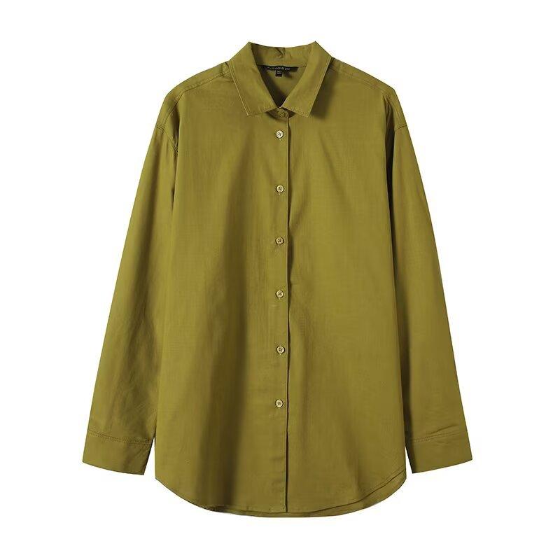 European and American Style, New Women's Clothing, Urban Commuter Style Linen Minimalist Lapel Long-sleeved Shirt