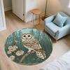 Eule auf Ast, runder Teppich, Teppich für Wohnzimmer, Schlafzimmer, Sofa, Spielzimmer, rutschfeste Bodenmatte