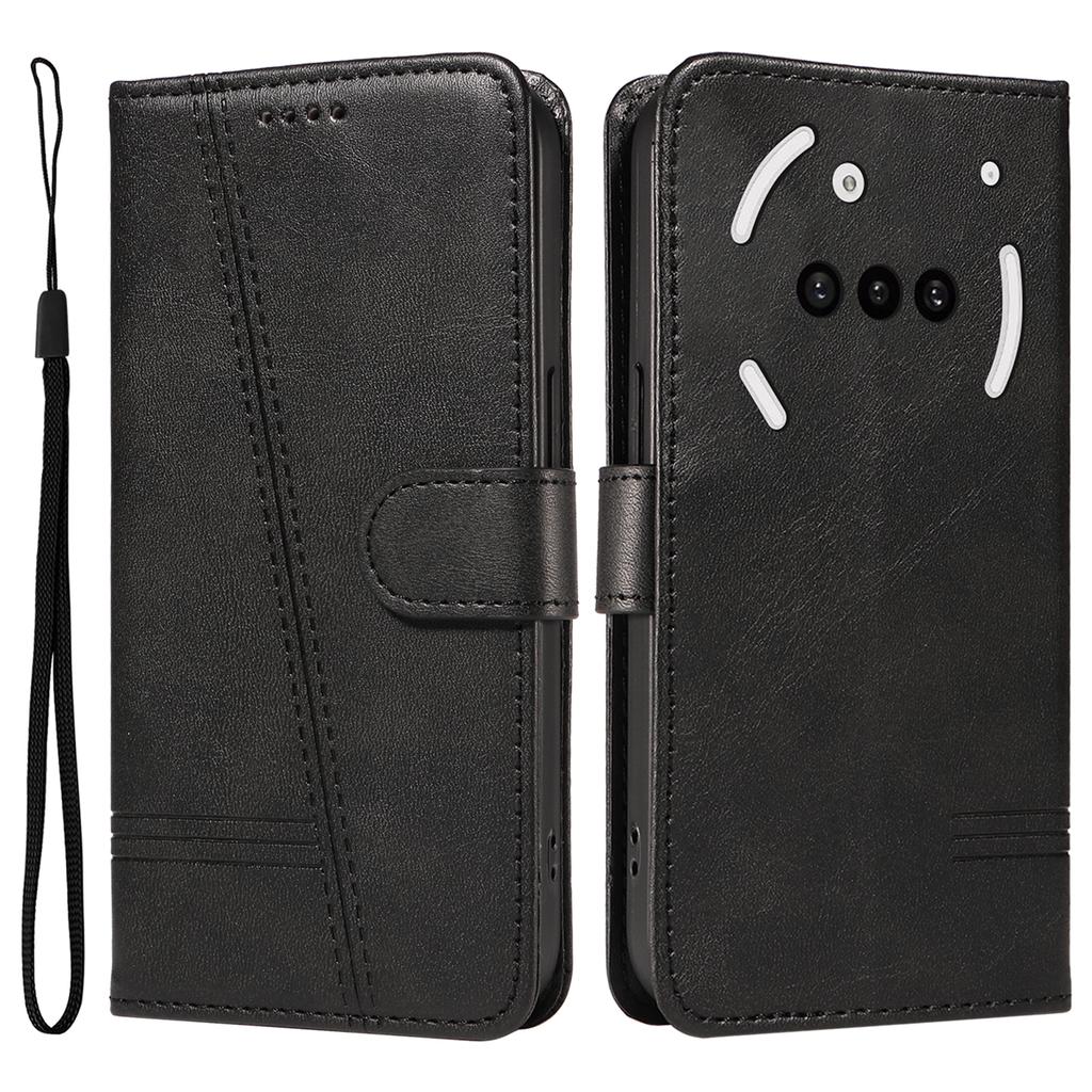 For Nothing Phone (3a) Wallet Case T-Shape Lines Leather Phone Cover Stand