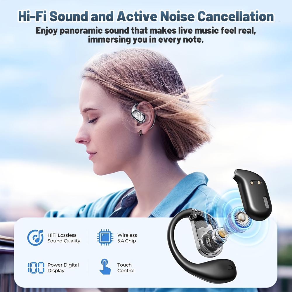 M75 AI Tłumaczenie Bezprzewodowe Słuchawki Bluetooth 5.4 Open-Ear, Słuchawki OWS Nie-Douszne z Tłumaczeniem w Czasie Rzeczywistym na 144 Języki