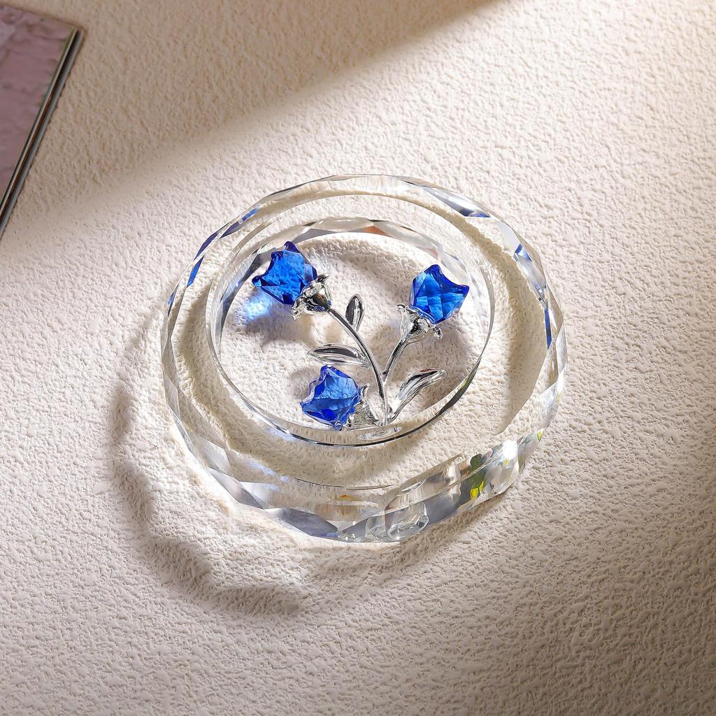 Crystal Blue Rose Birthday Gift for Popular K9 Crystal Rose Bouquet of Rose Wedding Anniversary Wedding Day Gift for Flower That Will Not Wither