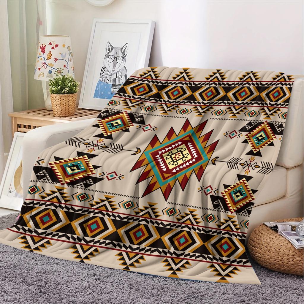 Boho Collection Printed Throw Blanket Vintage Flannel Cover Blanket Soft Cozy Sofa Napping Blanket Bed Blanket Office Blanket