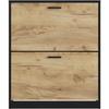 Shoe Cabinet with 2 Doors - Oak and Black Decor - 74x25x88 Cm - Leona