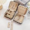 Leopard Print Portable Jewelry Box for Women's Accessories: High-End Necklace, Earring, Stud, and Ring Storage.