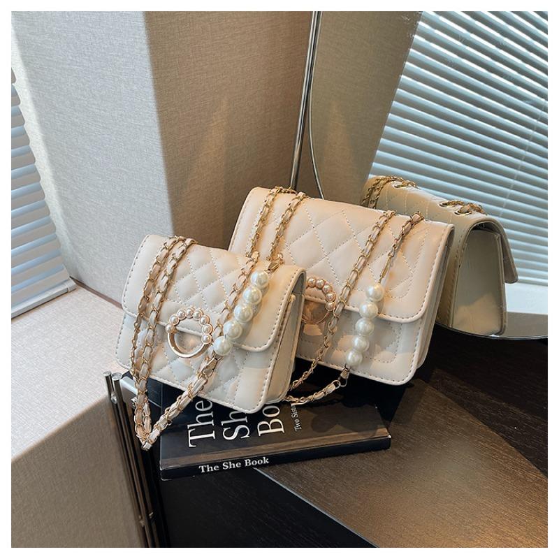 

Summer mini bag new trendy pearl chain bag women s bag versatile white shoulder messenger bag Small білий