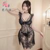 Erotic underwear pure desire wind sexy lace purple royal sister wind perspective woman