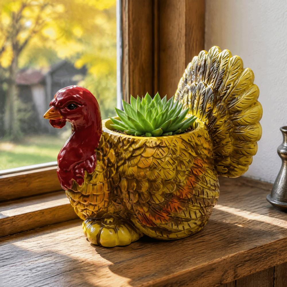 Fall Harvest Fall Turkey Plant Holder Turkey Figurine Candy Bowl Outdoor Garden