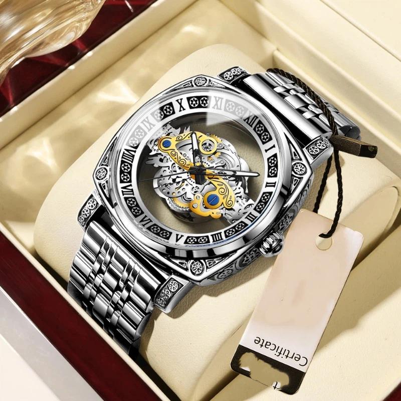 Top-Marke Dragon Watch Explosive Goldene Reliefuhr Herrenuhr Herren Drei-Augen Drache Leuchtend Wasserdicht Quarz-Uhr