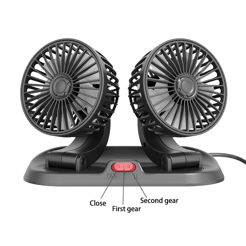 Car Cooling Fan 360° Rotation Car Fan With 2 Head Automotive Electric Fan USB For Home Desk Office&Car Interior Accessories B9Y5