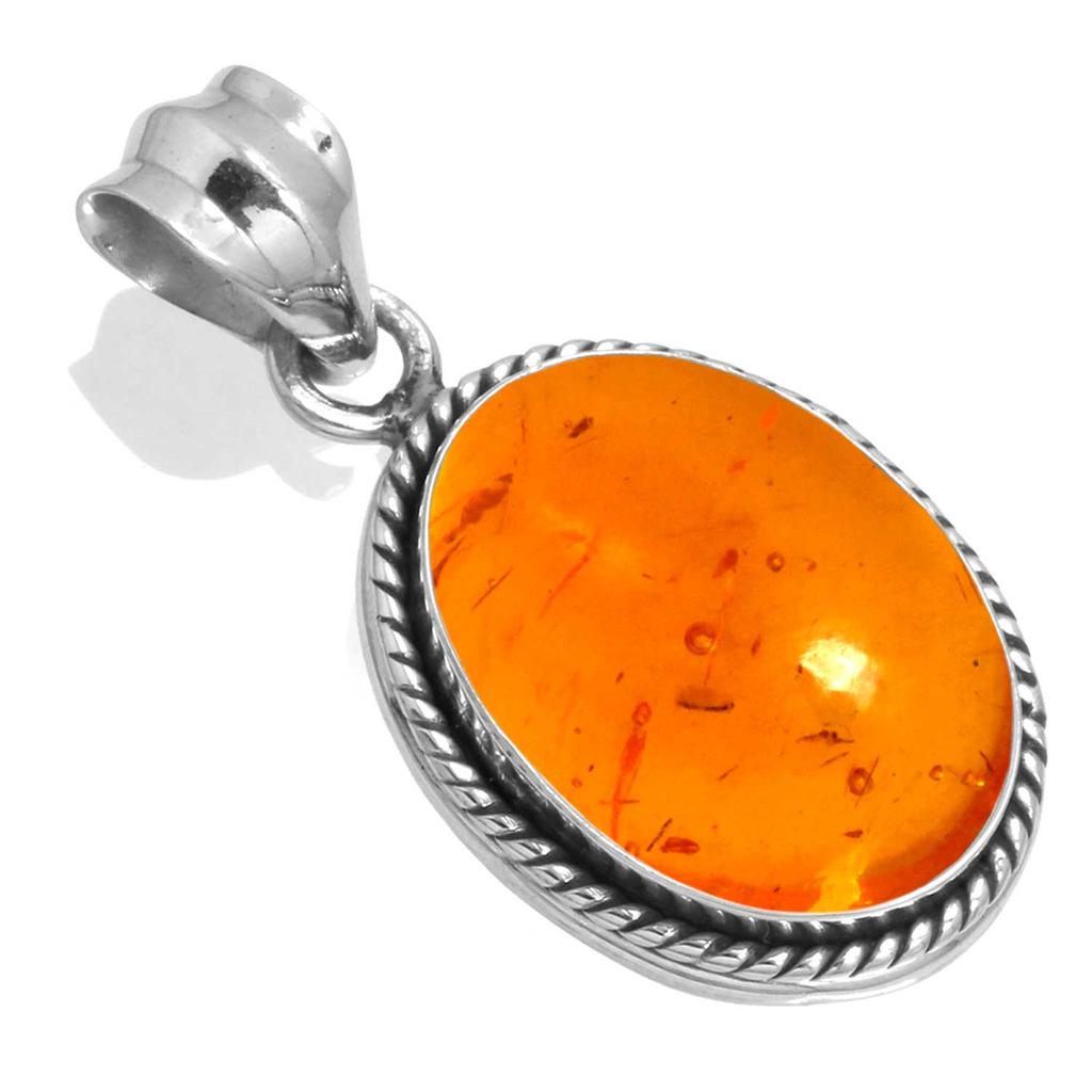 925 Sterling Silver Pendant Women Gemstone Handmade Jewelry Engagement Gift Amber Amethyst Black Onyx Carnelian Garnet Quartz Green Onyx Gold Stone