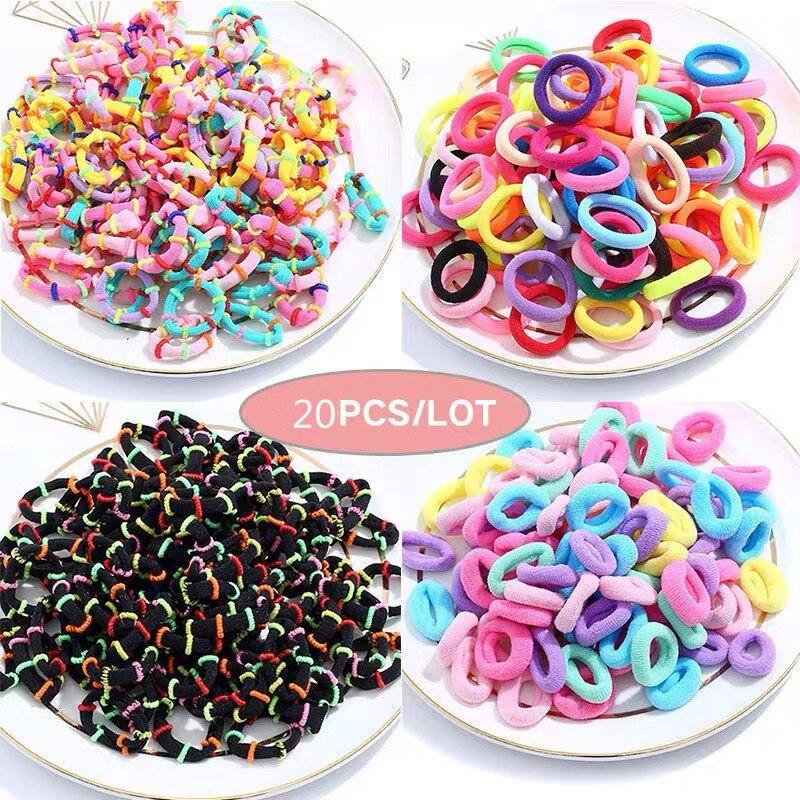 20PCS Women Rubber Bands Children Hair Band Rainbow Mini Rubber Band Elastic Headband Girl Elastic Small Rubber Band