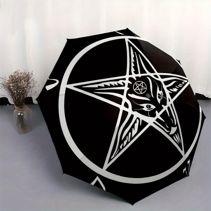 Devil's Star Pentagram Umbrella, Portable 3-Fold Compact Umbrella,Christmas Gift ES488