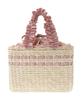 Maison de FLEUR Frill Handle Maize Ribbon Basket Bag In Pink Beige Women's