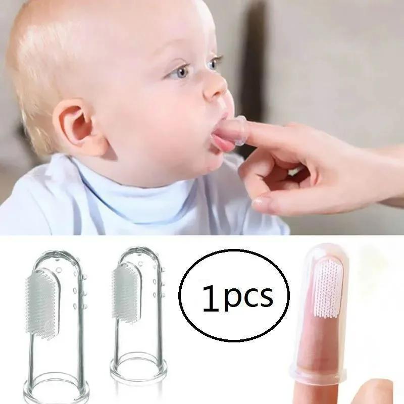 1Pcs Baby Kids Finger Soft Silicone Gum Teeth Clear Deciduous Infant Toothbrush Cleaning Massage Baby Finger Toothbrush With Box