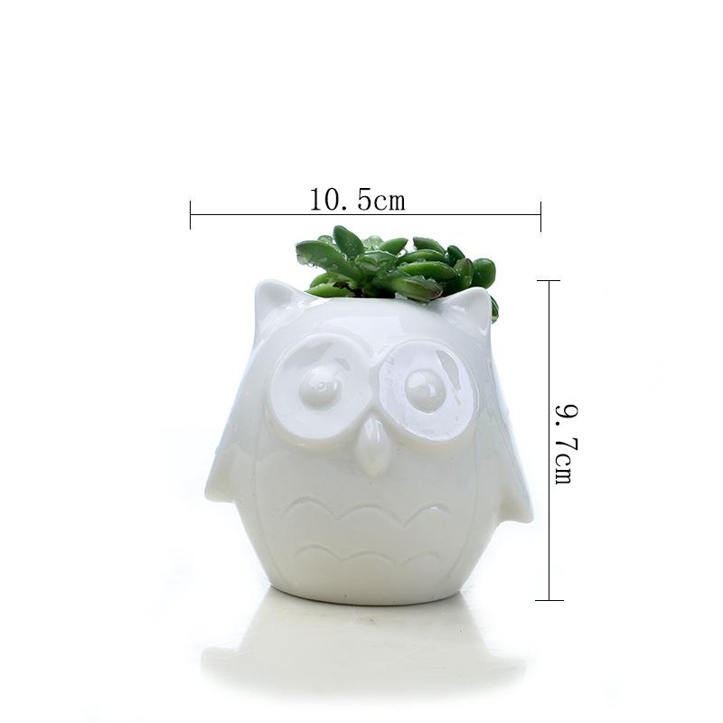 New Japanese And Korean Animal Flower Pot Series, A Variety Of Creative White And Blue Small Flower Pot Ornaments, Owl Succulent Pot