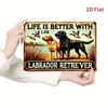 Vintage Labrador Retriever Blechschild Flaches Design Metallposter für Café Wand