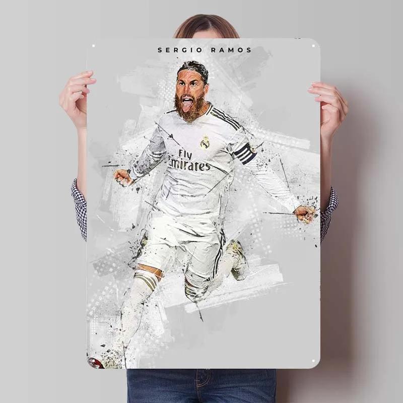Sergio Ramos Metal Sign Sports Poster Room Decoration Man Cave Vintage Tinplate Sign Plaque for Wall Art Decoration Retro Home