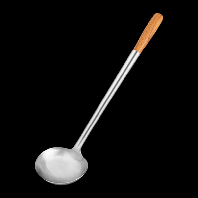 NHZHIW Professional Stainless Steel Wok Spatula with Wooden Handle