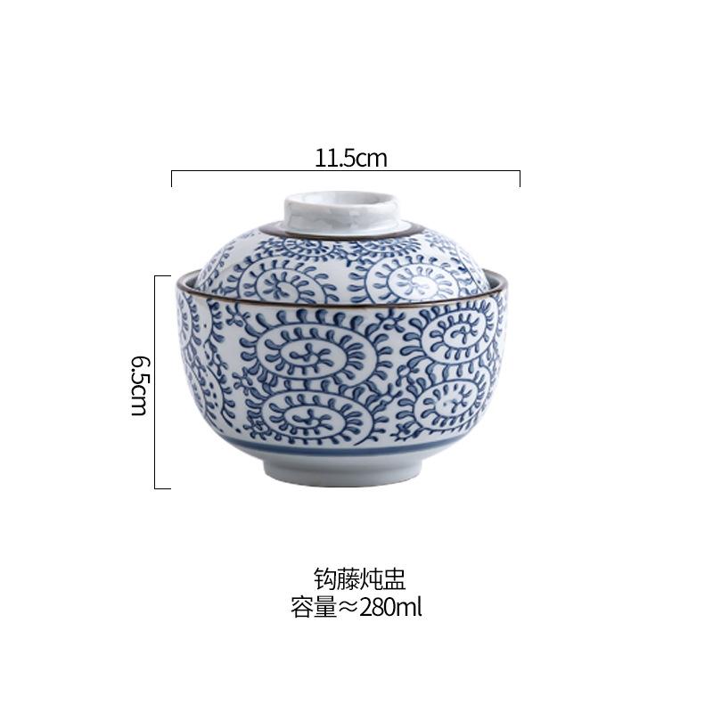 Hand-painted Ceramic Water-proof Stew Pot Small Household Stew Pot with Lid Steamed Egg Bowl Soup Porcelain Pot