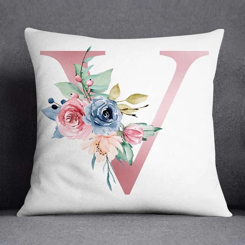 Office Living Room Home Pillowcase Simple Flower Letter Pattern Pillowcase Car Ornaments