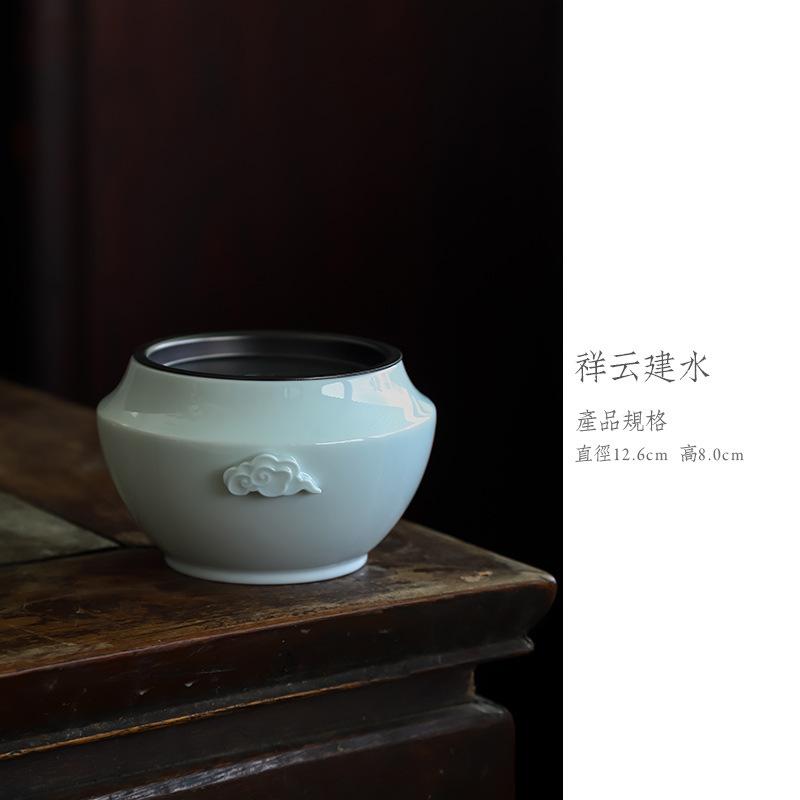 

Misty Blue White Porcelain Jianshui Tea Wash Bowl Tea Garbage Can Tea Residue Barrel Household Chaxi Tea Ceremony Collection