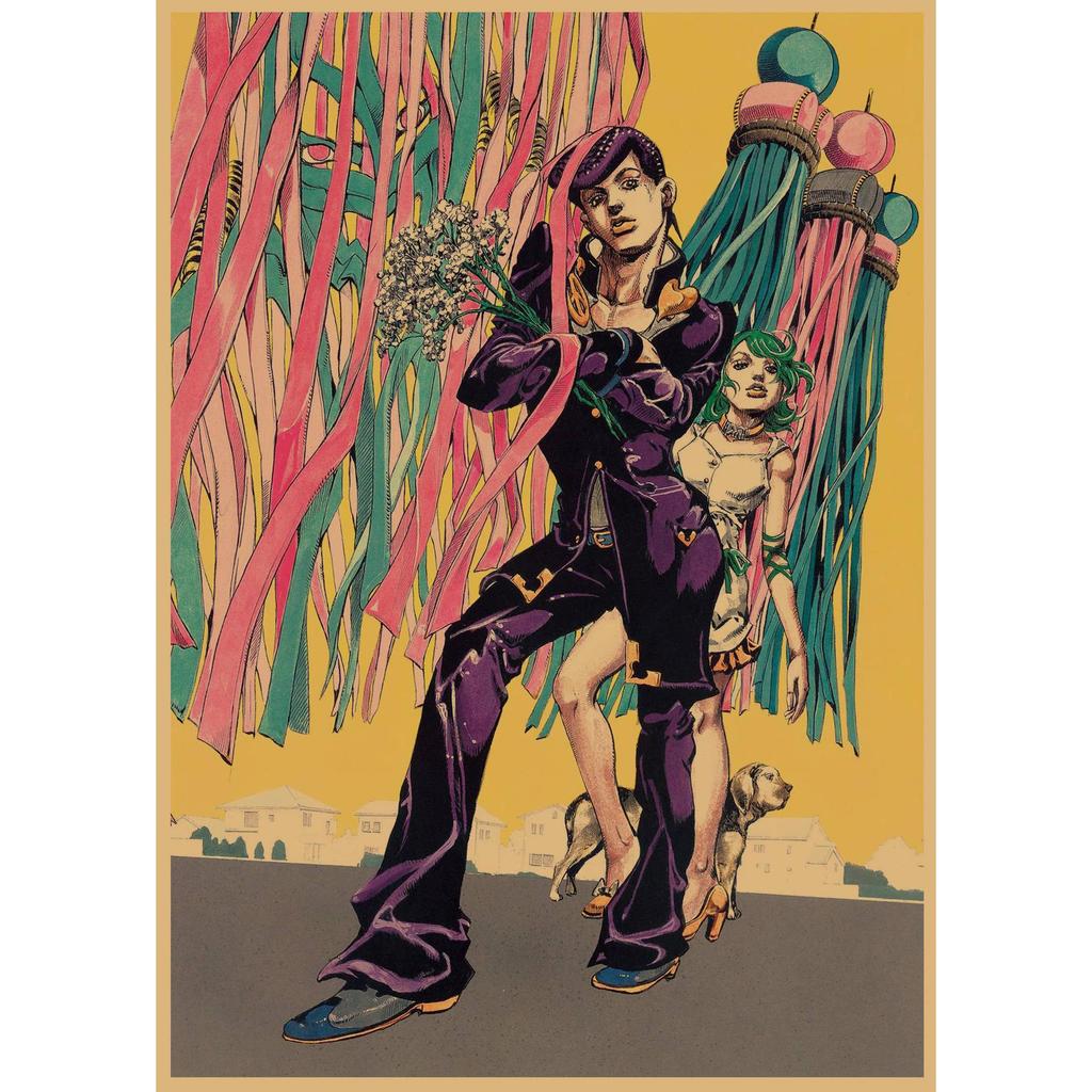 JoJo's Bizarre Adventure Retro Kraftpapier Poster - Japanische Anime Dekoration für Bar, Restaurant oder Café.
