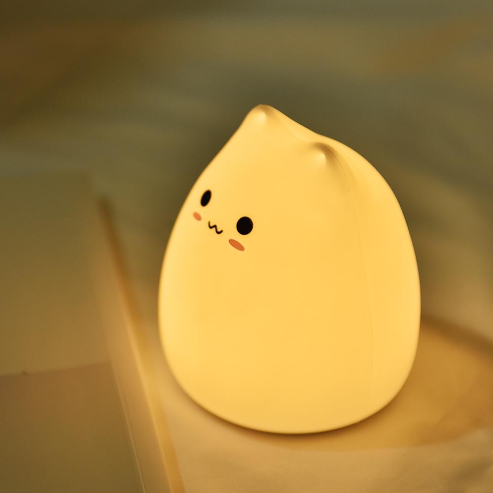 1pc Cute Kitten Shaped Soft Silicone Touch Color-changing Light Sleep Night Light 7-color-changing for Kid Room Bedroom Reading
