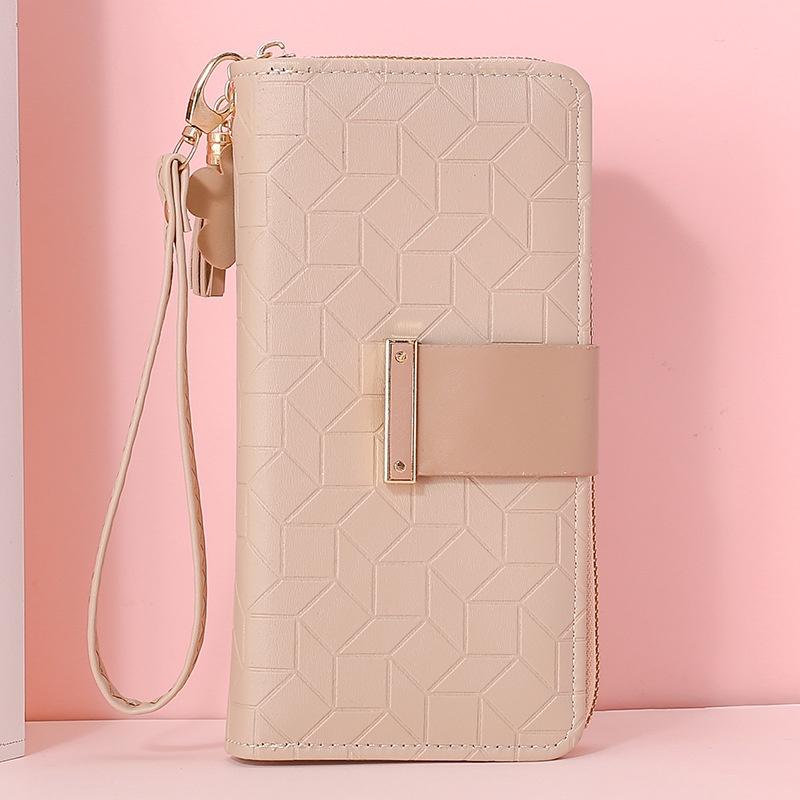 IELGY Women's Pink Wallet Long Section Large Capacity Rhombus