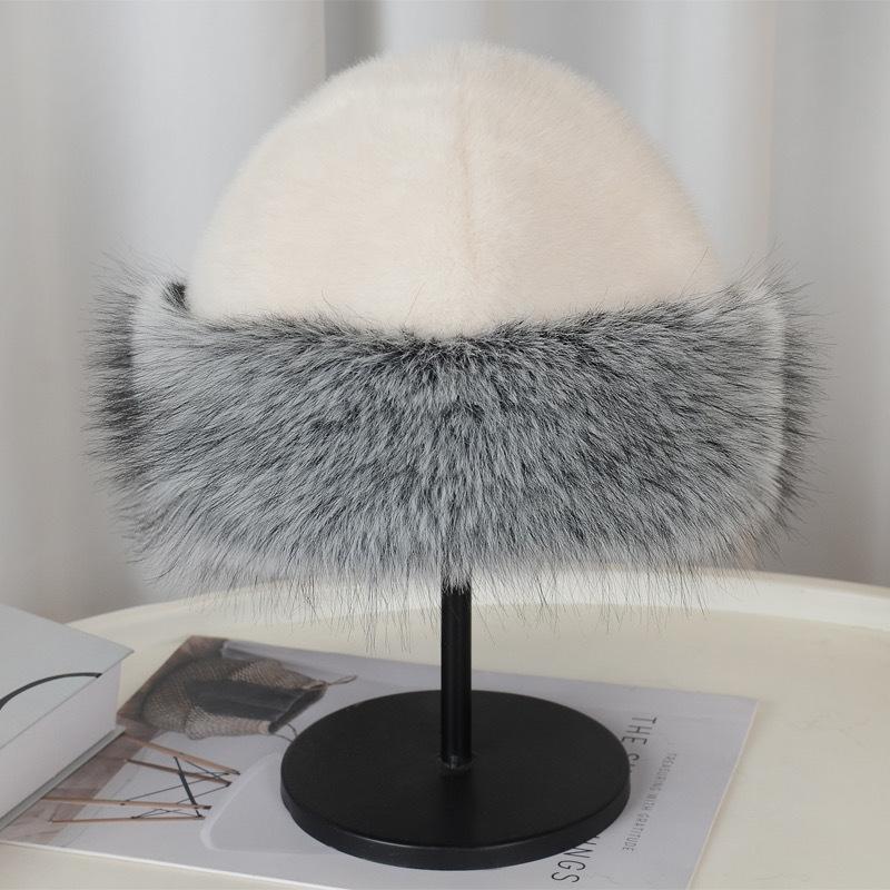 

Winter Plush Fisherman Hat For Women Thick Fluffy Fur Ear Protection Cap Windproof Warm Panama Basin Cap