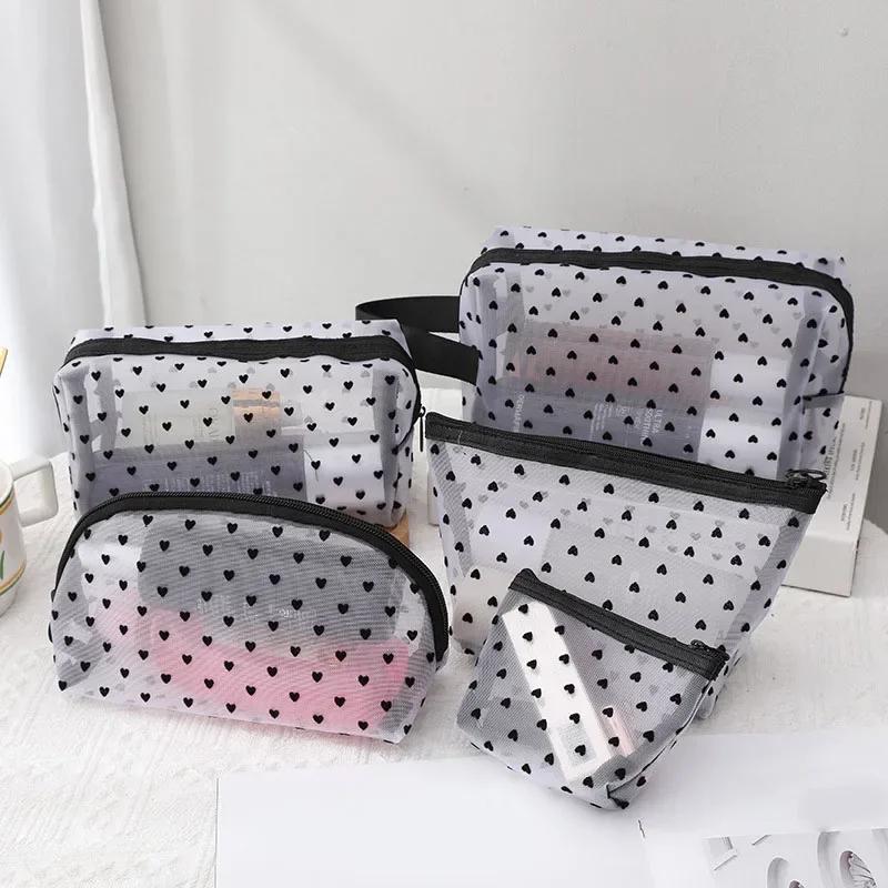 1PCS Transparent Toiletry Wash Bags Mesh Makeup Case Organizer Storage Pouch Casual Make Up Women Neceser Travel Cosmetic Bag