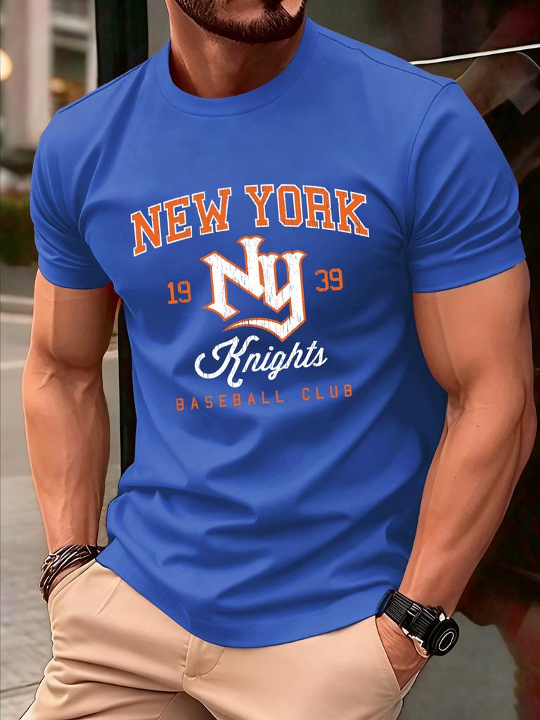 New York Baseball Club Printed TShirt Men Soft AllMatch T Shirts Cotton Casual Clothing Crewneck Oversize Man Short Sleeve
