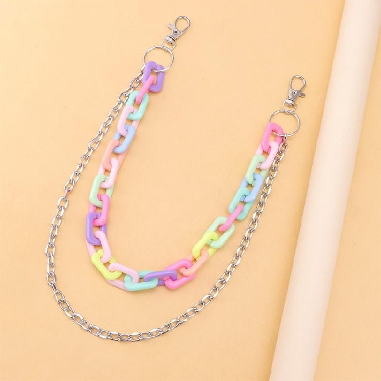 Auffällige Süßigkeitenfarbene Acrylkette Regenbogenfarbene Kette Schlüsselanhänger für Mädchen Frauen Mode Streetwear Zubehör
