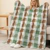 High Density Flannel Blanket Simple Grid, Soft Fuzzy Warm Cozy Throw for Home, Car, Halloween, Christmas Relax
