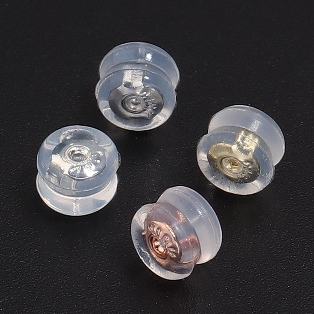 10pcs Silicone Rubber Ear Back Stoppers Hamburger Ear Plugs For Jewelry Making DIY 18K Gold Plated Brass Earring Filled Supplies