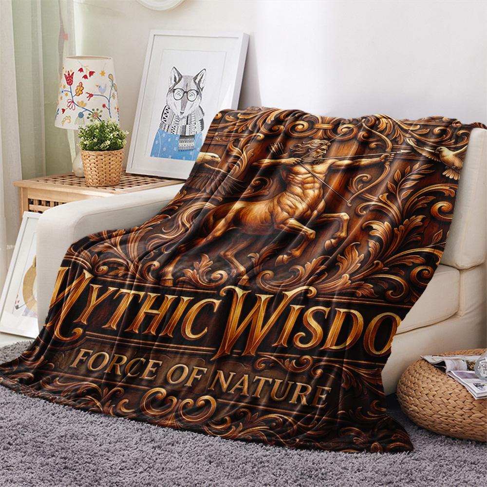1Pc Centaur Print Flannel Blanket, High quality Comfortable for All Seasons, Home Decor, Warmth and Comfort, Perfect for Christmas Gifts
