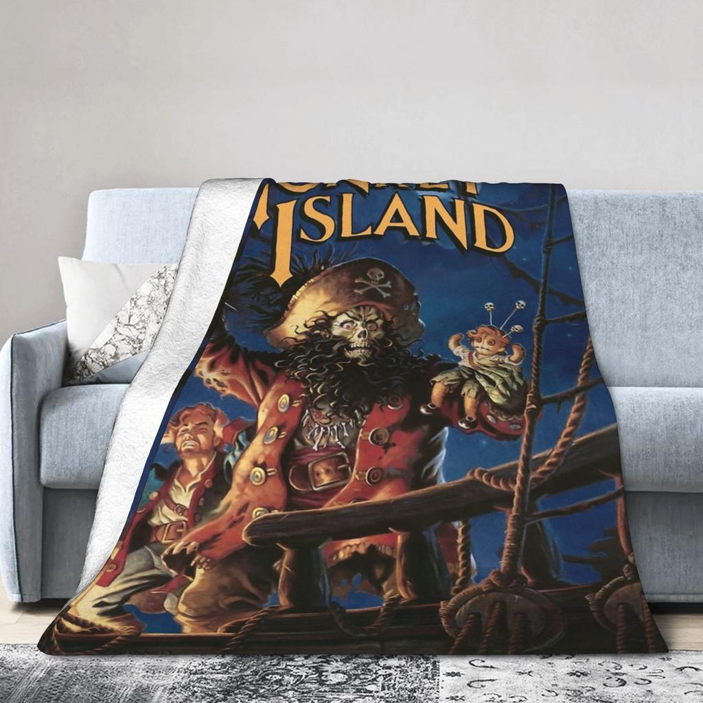 The Secret of Monkey Island 2 Throw Blanket for Couch 80s Retro Games Fuzzy Soft Plush Blanket Multiple Sizes Bedspread