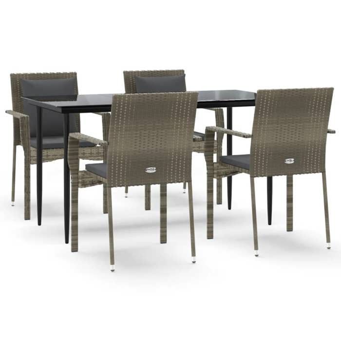 VidaXL Mobilier à dîner de jardin et coussins 5 pcs noir et gris 3185103