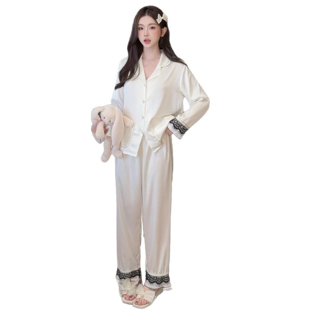 New Xiaoxiangfeng pajamas women's spring and autumn lace high-end long-sleeved trousers loungewear set