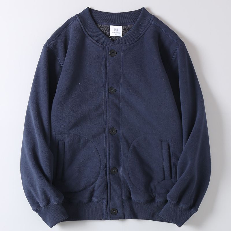 Retro Trendy Thickened Fleece-Lined Warm Cardigan Cotton Jacket for Men, Autumn and Winter Double-Sided Fleece Ma1 Baseball Jacket