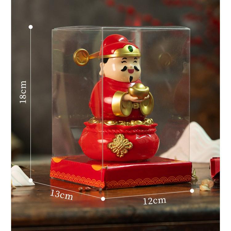 Solar-Powered Fortune God Waving Ornament - Stress Relief & Festive Charm for Car or Office, Perfect Birthday Gift