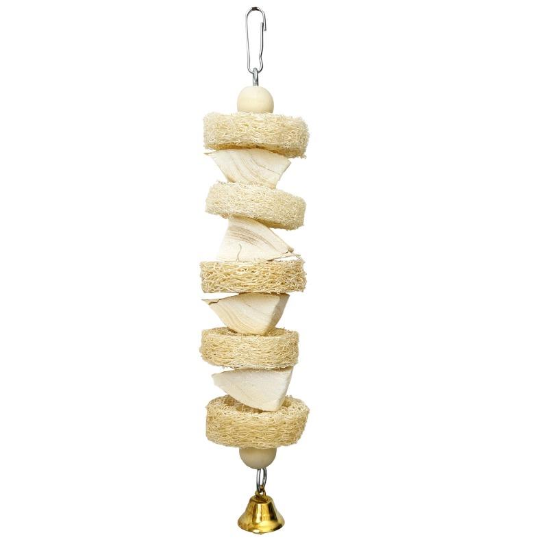 

Parrot Toy Made of Natural Cuttlefish Bone and Cucumber Fibre for Teething, Tiger Skin Bird Chewable String, Bird Cage Accessories.