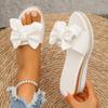 Bow slippers women's high heels summer new platform wedge sandals versatile women's flip-flops
