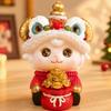 Cute Zodiac Sheep Statue Chinese Style Resin Ornament Wealth Lion Dance Sheep Figurine  New Year