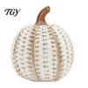 Seasonal Window Display Items Faux Rattan Woven Pumpkin Ornament, Resin Decorative Figurine, Rustic Holiday Theme Layout Supplies Farmhouse
