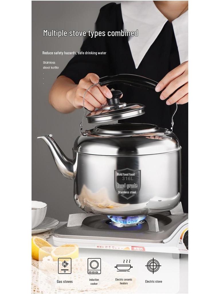 Stainless Steel Large Capacity Whistling Kettle for Gas & Induction Stoves