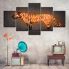 Abstraktes Bild Gedrucktes Gemälde 5 Teile Tier Feuer Tiger Modulares Poster Wandkunst für Wohnzimmer Heimdekoration Ohne Rahmen Leinwand