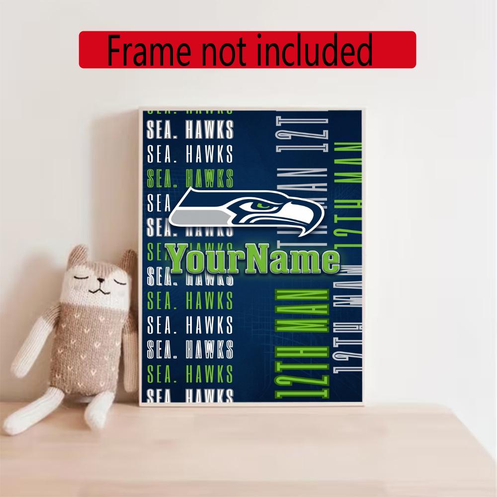 Seattle Seahawks Personalized Name Round Diamond Painting Kit Diamond Embroidery Painting Rhinestones Mosaic Frameless Handwork Decoration Arts